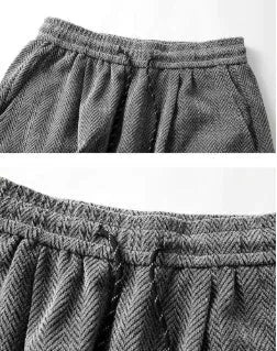 Plus-size hollow-out trousers with elastic waist and straight-leg design in three colour options