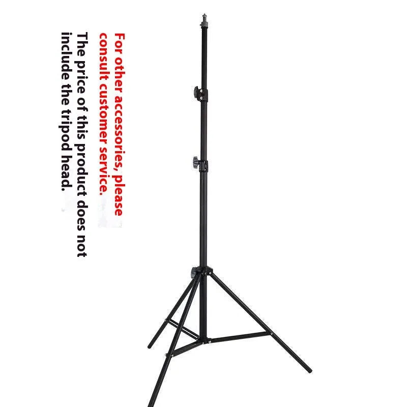Frosted finish tripod light stand with mobile phone holder mounted, showing carbon steel construction and adjustable legs