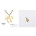 Stainless steel cross chain necklace with a single letter pendant in gold or silver finish.