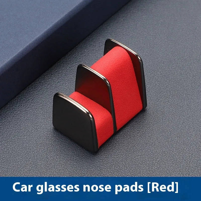 Zinc alloy car dashboard glasses clip with leather nose pad in black, grey, green or red