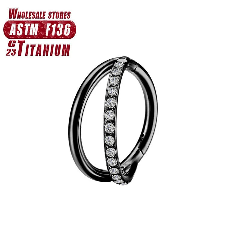 F136 titanium alloy fork nose ring body jewellery in silver, gold, black, and rose gold colours.