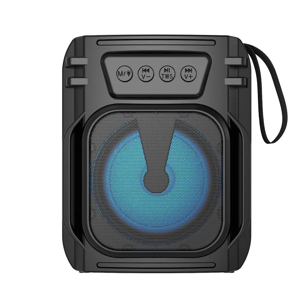 Portable Bluetooth speaker in colour 3107 showing compact card-style design with USB charging port