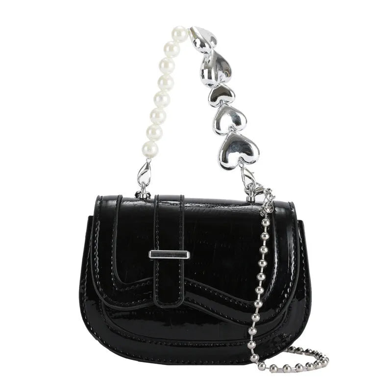 Women's silver PU crossbody bag with horizontal square design and mobile phone pocket