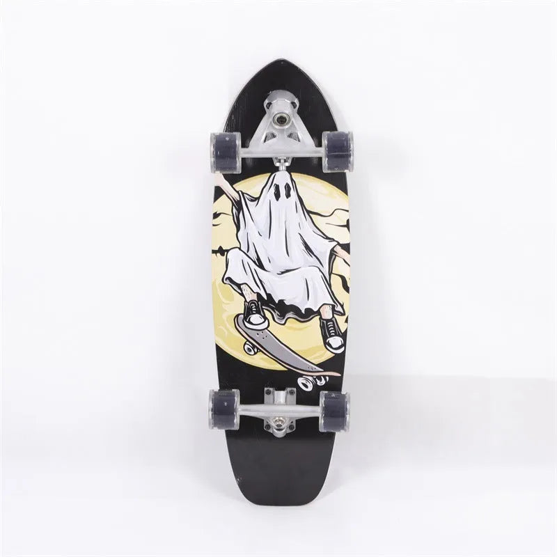 White wooden street scooter with 31-inch maple deck for unisex urban transport