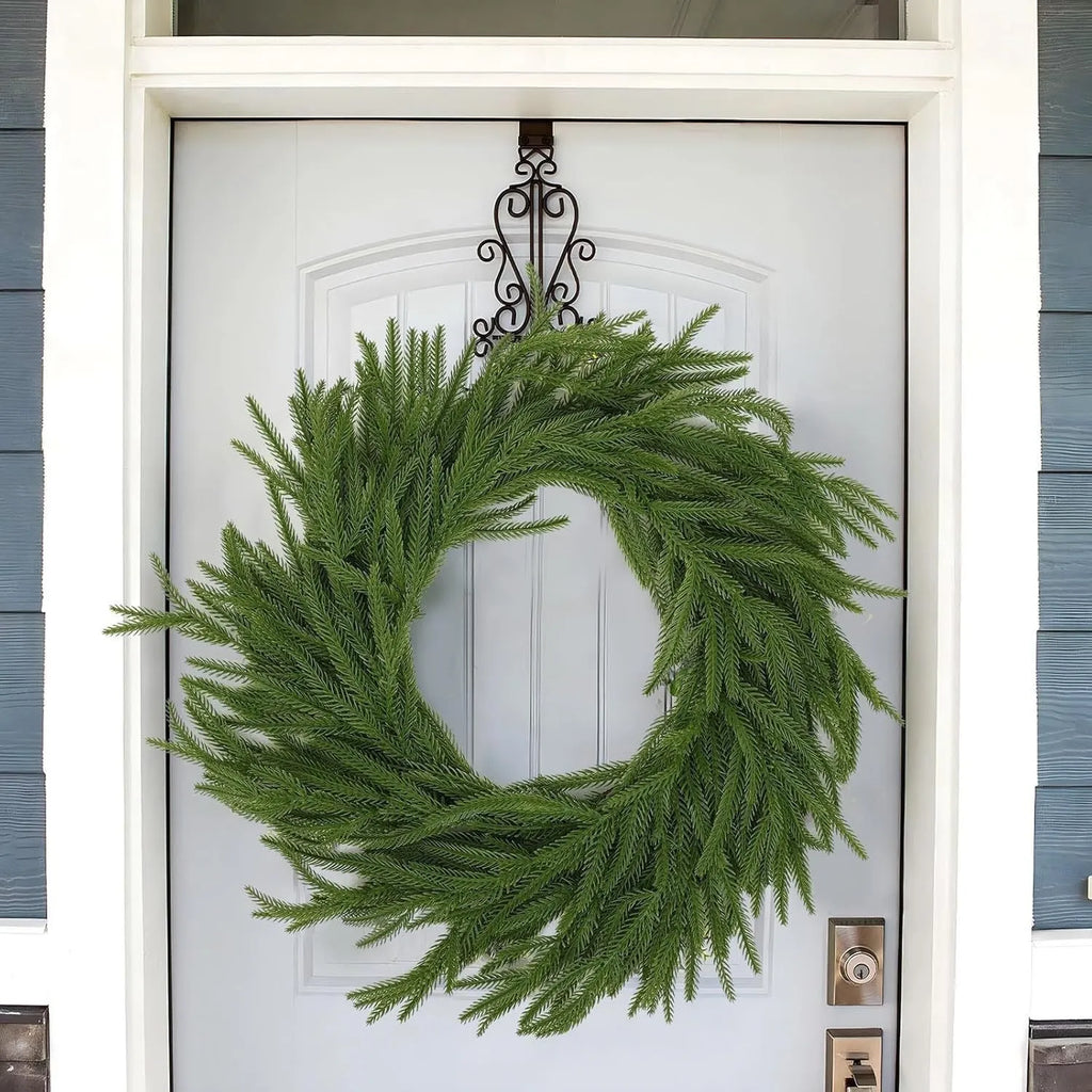 PE Feel plastic front door garland with American country style decoration in various leaf counts