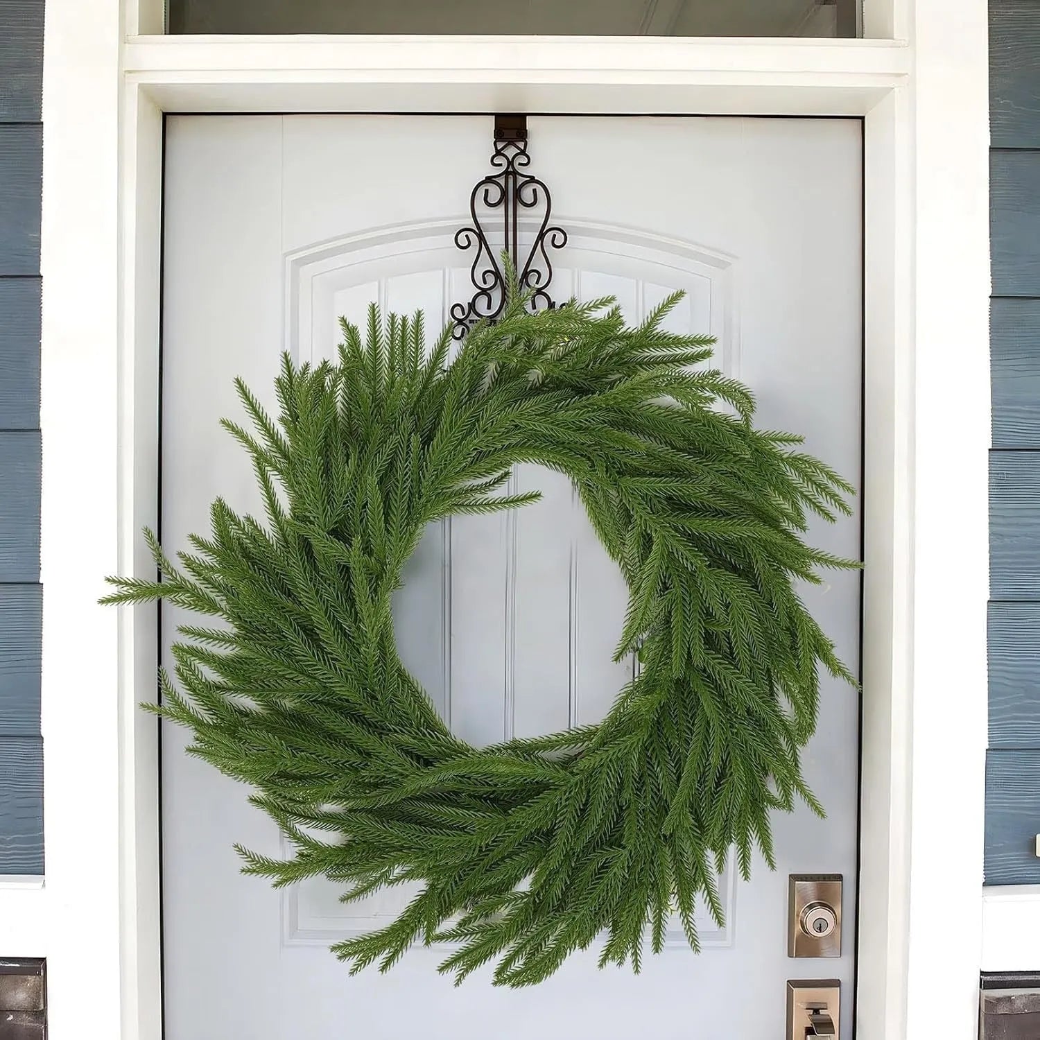 PE Feel plastic front door garland with American country style decoration in various leaf counts