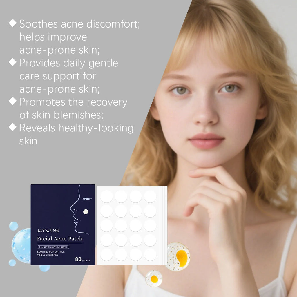 Hydrocolloid facial acne patches in pack of 80 for blemish treatment