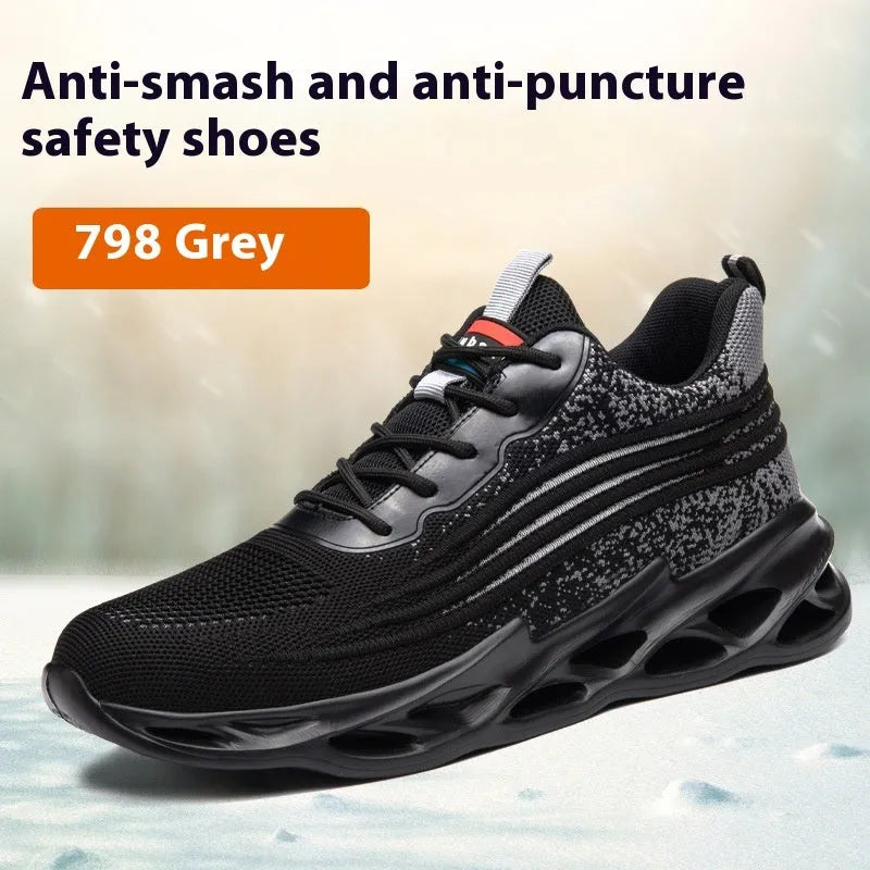Lightweight labour protection shoes with anti-smashing and puncture-resistant features in multiple colour options