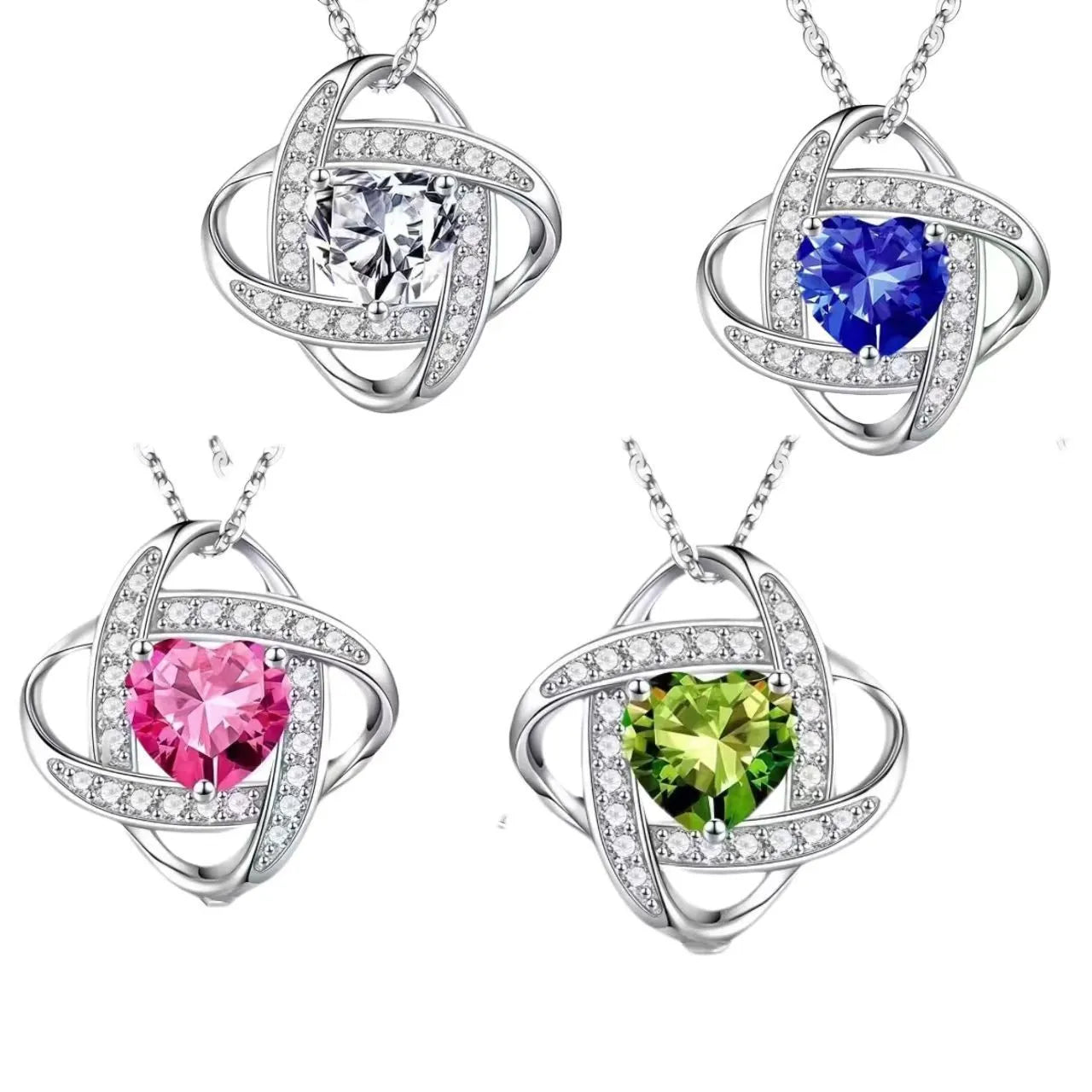 Women's copper heart pendant necklace with electroplated finish in one of five platinum colours.