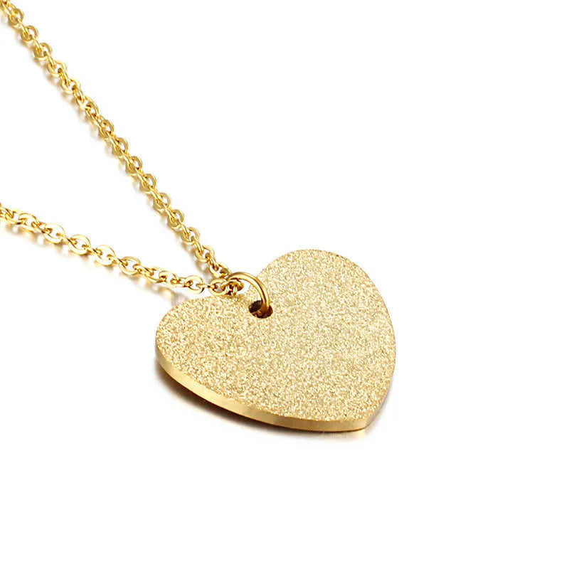 Women's geometric heart-shaped titanium steel necklace pendant colour KN25736-Z