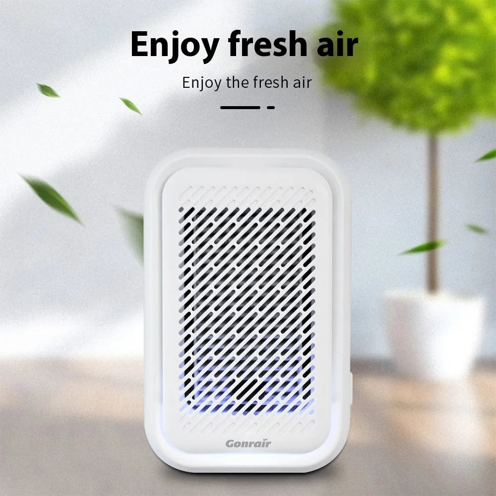 White wall-mounted air purifier with HEPA filter screen for rooms under 10 square metres