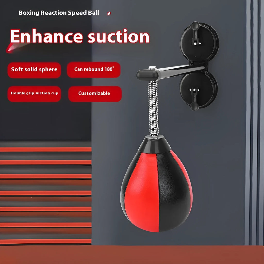 Pear-shaped inflatable speed ball with elastic tether and suction cup mounting system for boxing training