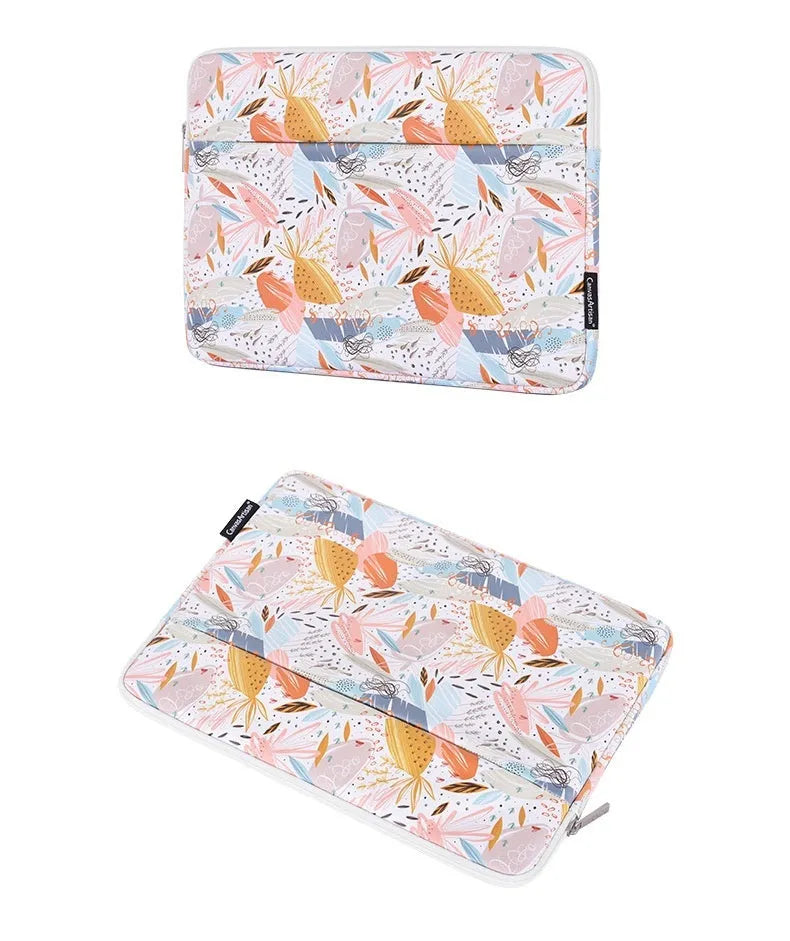 White PU leather waterproof laptop inner bag for 11 to 15 inch computers on a plain background.