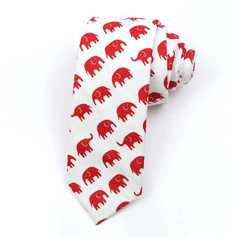 Narrow Korean style cotton bow tie with cartoon print pattern in various colour options