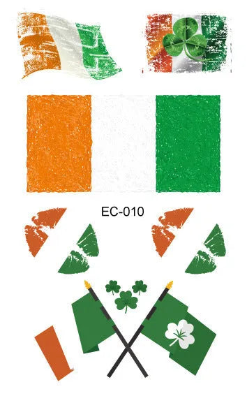 St Patrick's Day shamrock temporary tattoo sticker measuring 120 × 75mm on paper backing