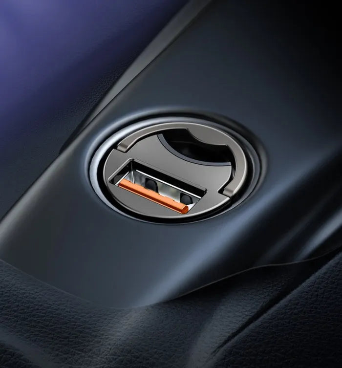 Electro-optical grey 30W PPS fast charge mini car charger with single USB port