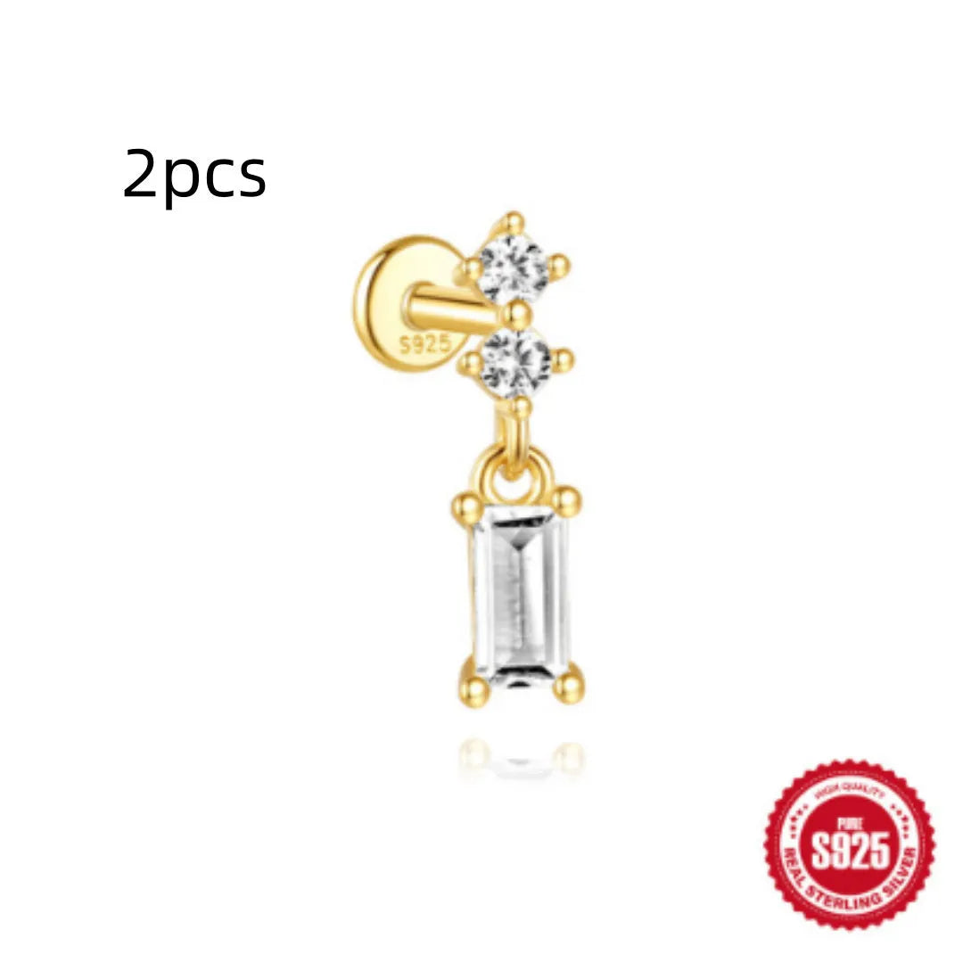 S925 sterling silver water drop earrings with flat spiral geometric design in gold colour