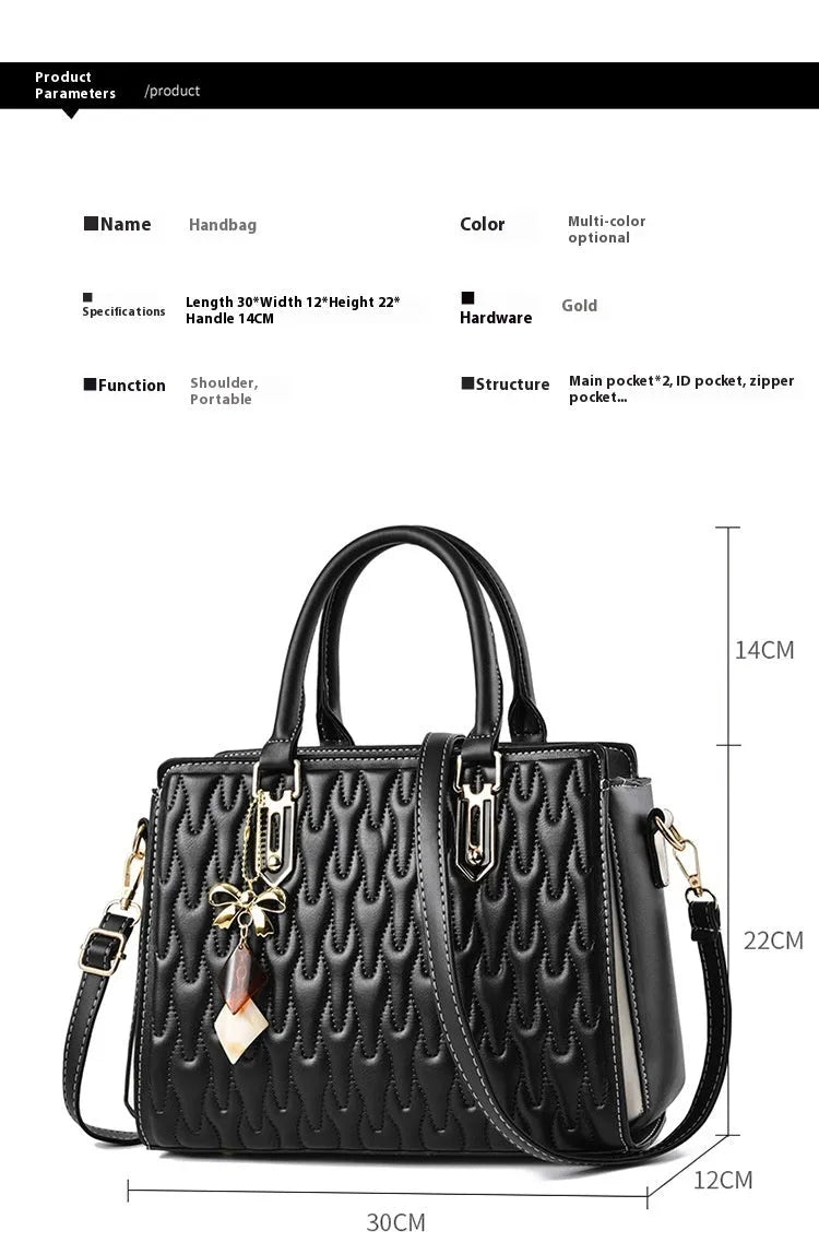 Women's large-capacity messenger bag in street trend style with pocket sandwich design