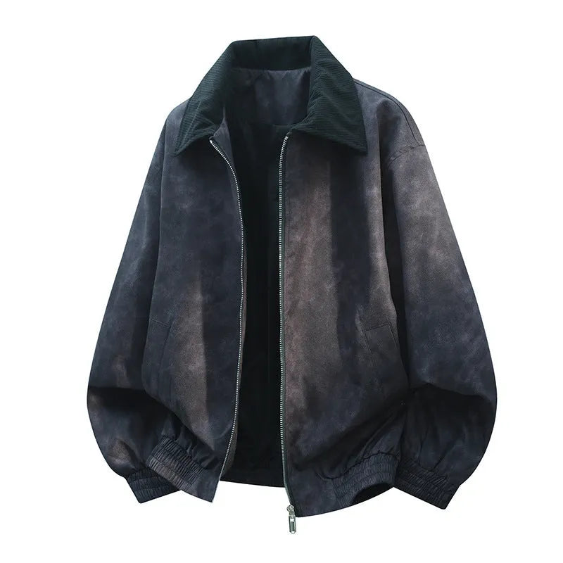 Men's stitching lapel casual jacket coat in Lycra fabric with side seam pockets