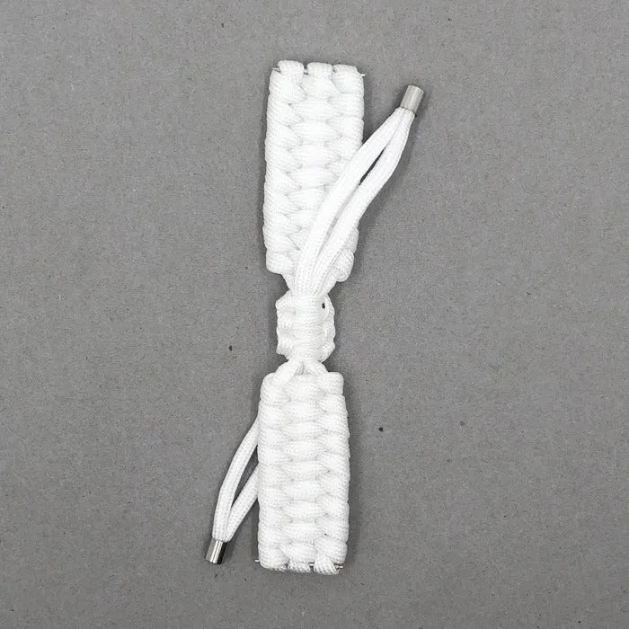 Braided paracord smart watch strap in black, shown detached from a watch, with standard connector lugs.