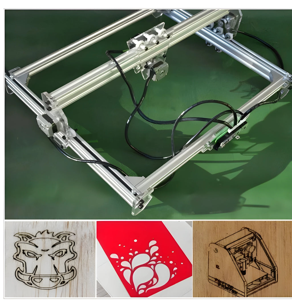 Miniature laser engraving machine with 3000mW output and 400x300mm base dimensions