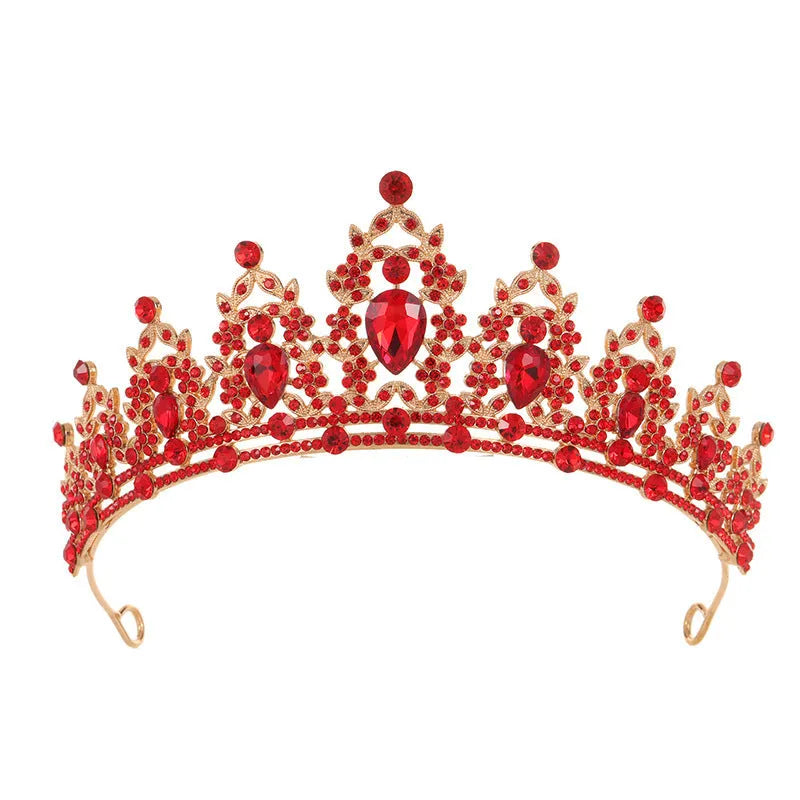 Baroque style bride wedding crown headdress with crystal rhinestones on alloy frame in silver or KC gold colours.