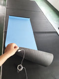 Blue conductive yoga mat with floral pattern, 182cm length, 5mm thickness, and grounding wire