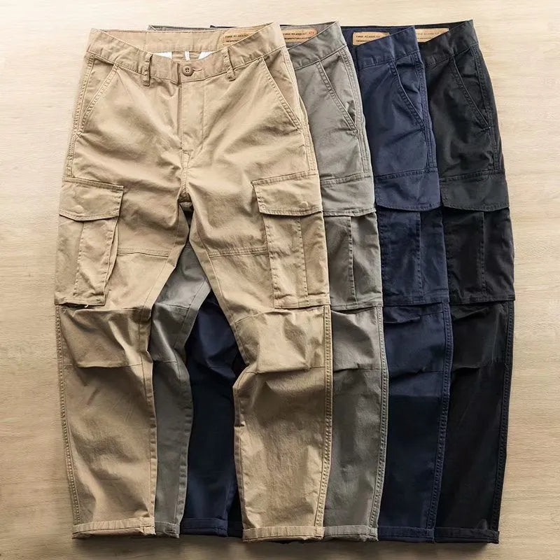 Multi-pocket men's labour protection trousers in cotton fabric with cropped length design