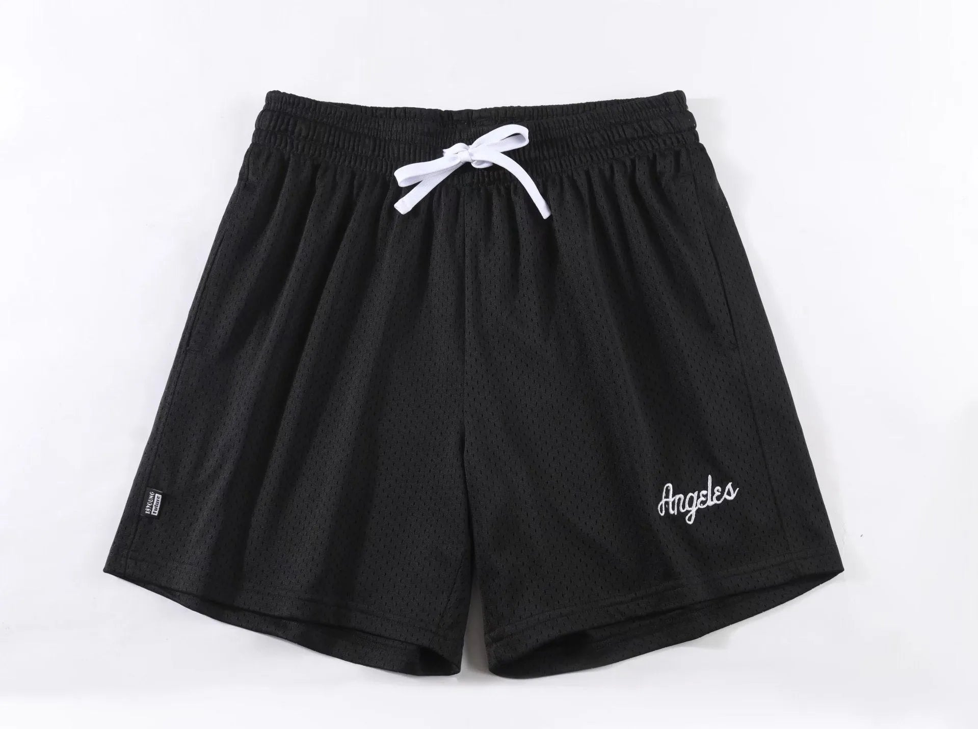 Men's double-layer mesh shorts in sports purple showing mesh texture and sport styling