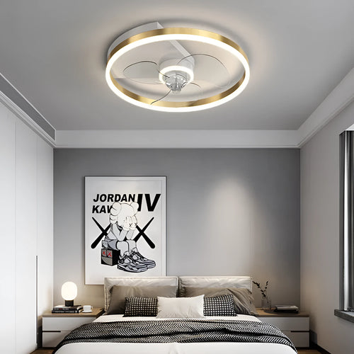 Modern Nordic ceiling lamp with iron body for children's rooms with integrated fan and LED lighting