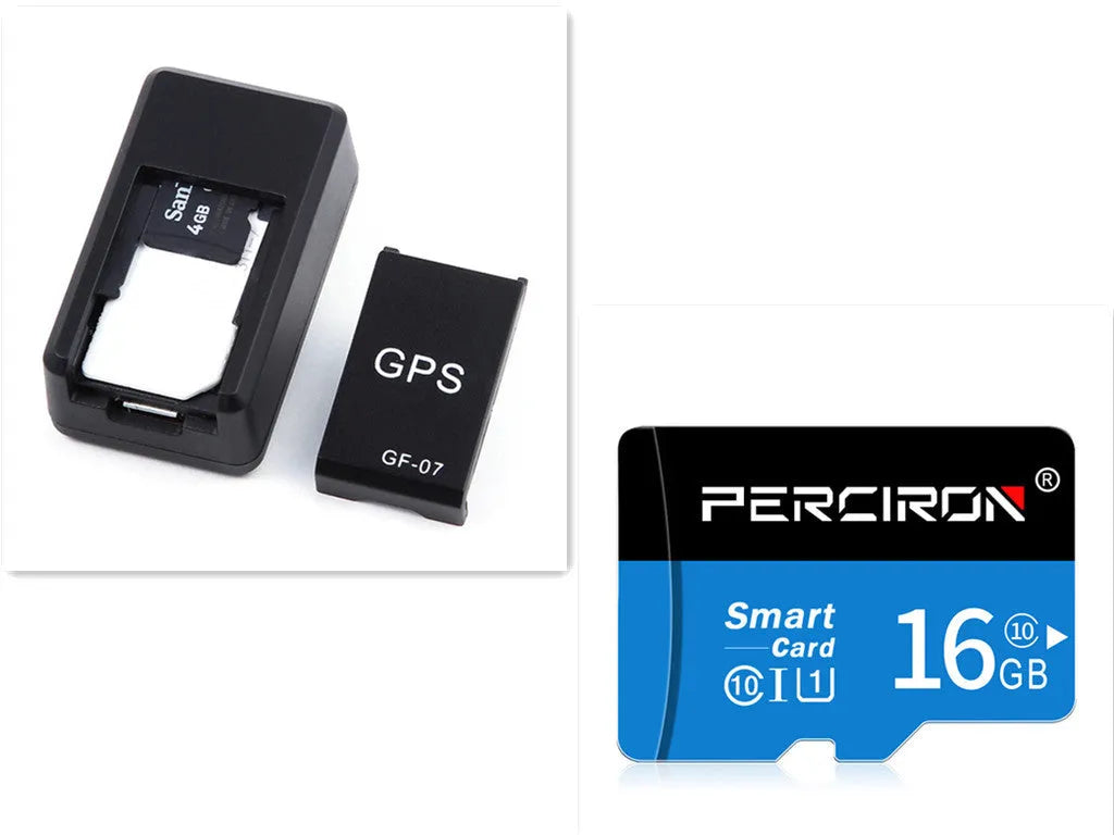 Black mini magnetic GPS car tracker device with dimensions 35x20x14mm