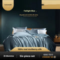 Solid colour silk four-piece quilt cover set shown in champagne gold colour