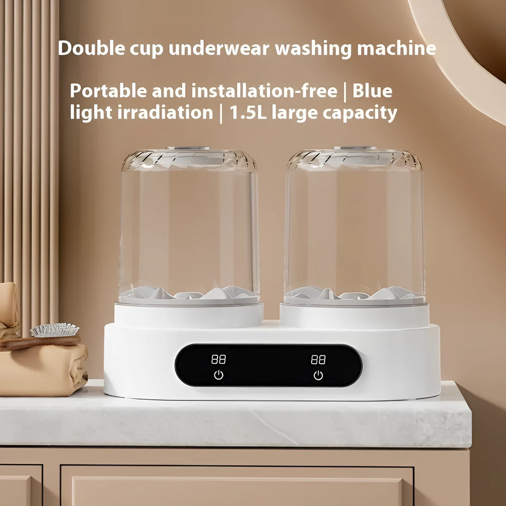 White double bucket USB mini washing machine for underwear and small laundry items