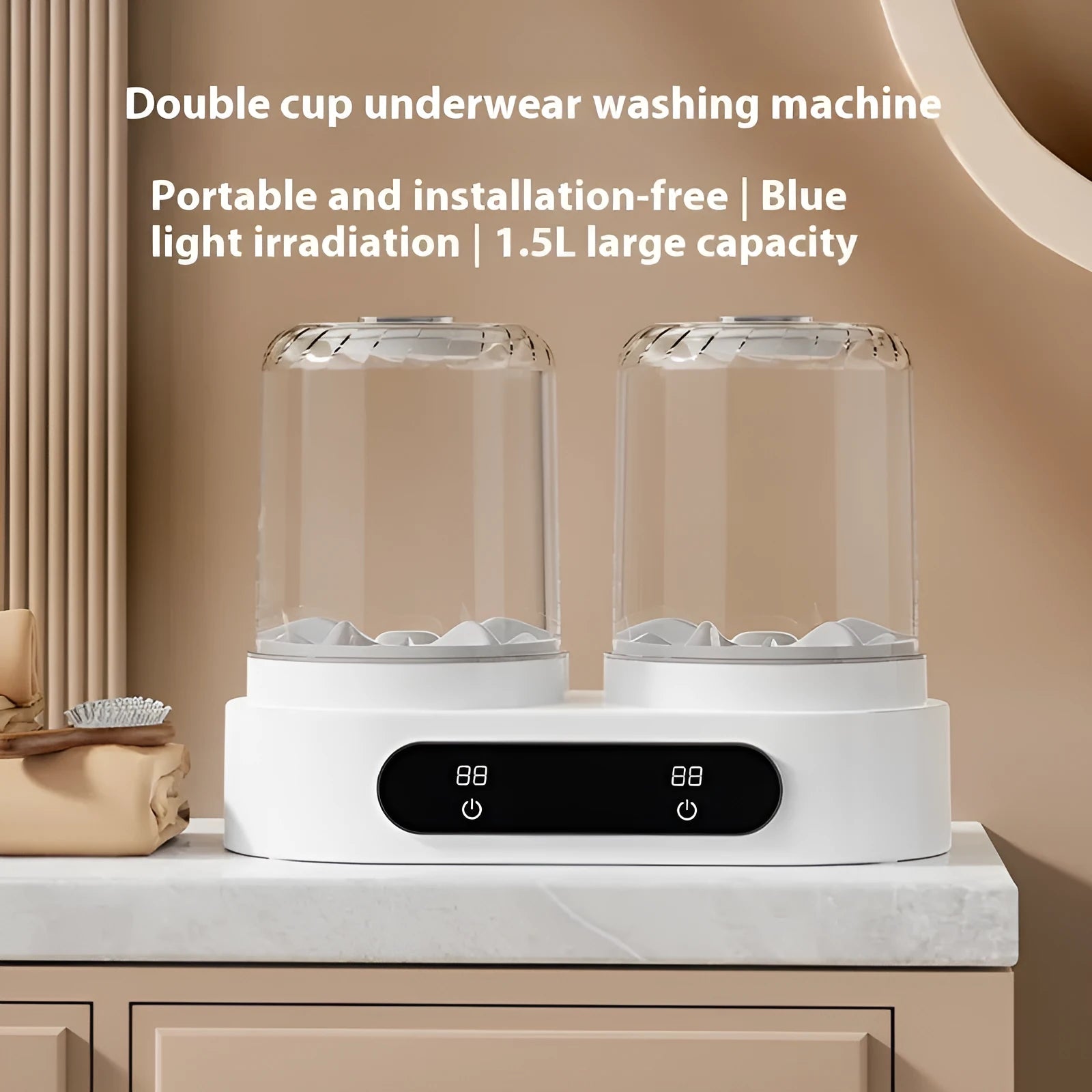 White double bucket USB mini washing machine for underwear and small laundry items