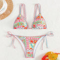 Women's lace-up split swimsuit in European American style with backless design for swimming sports