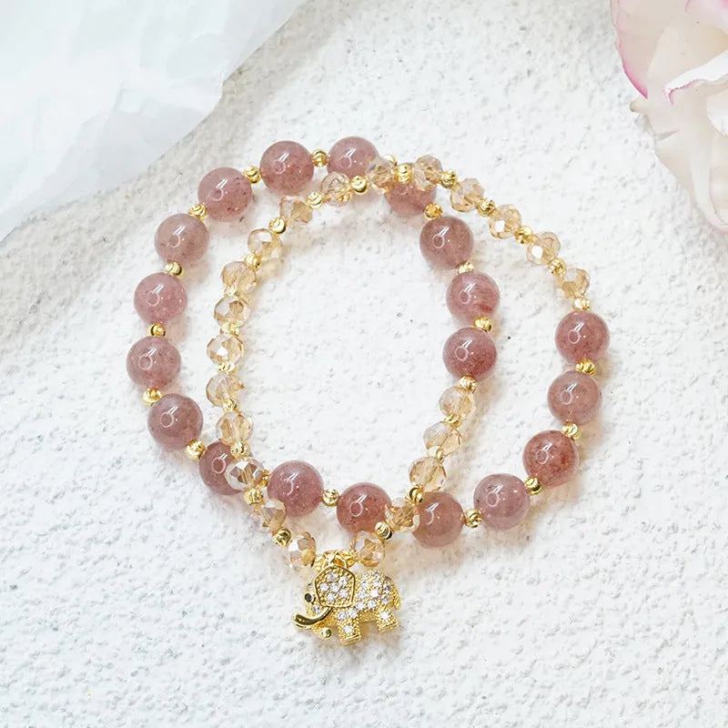 Women's retro ethnic bracelet with 521 colour hair crystal stones and adjustable beaded design