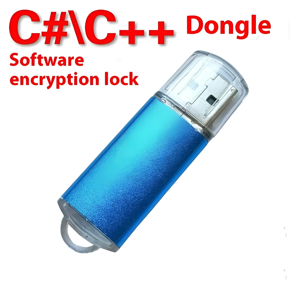 Software encryption USB dongle with metal shell showing multiple colour options including black blue gold green purple red and rose red