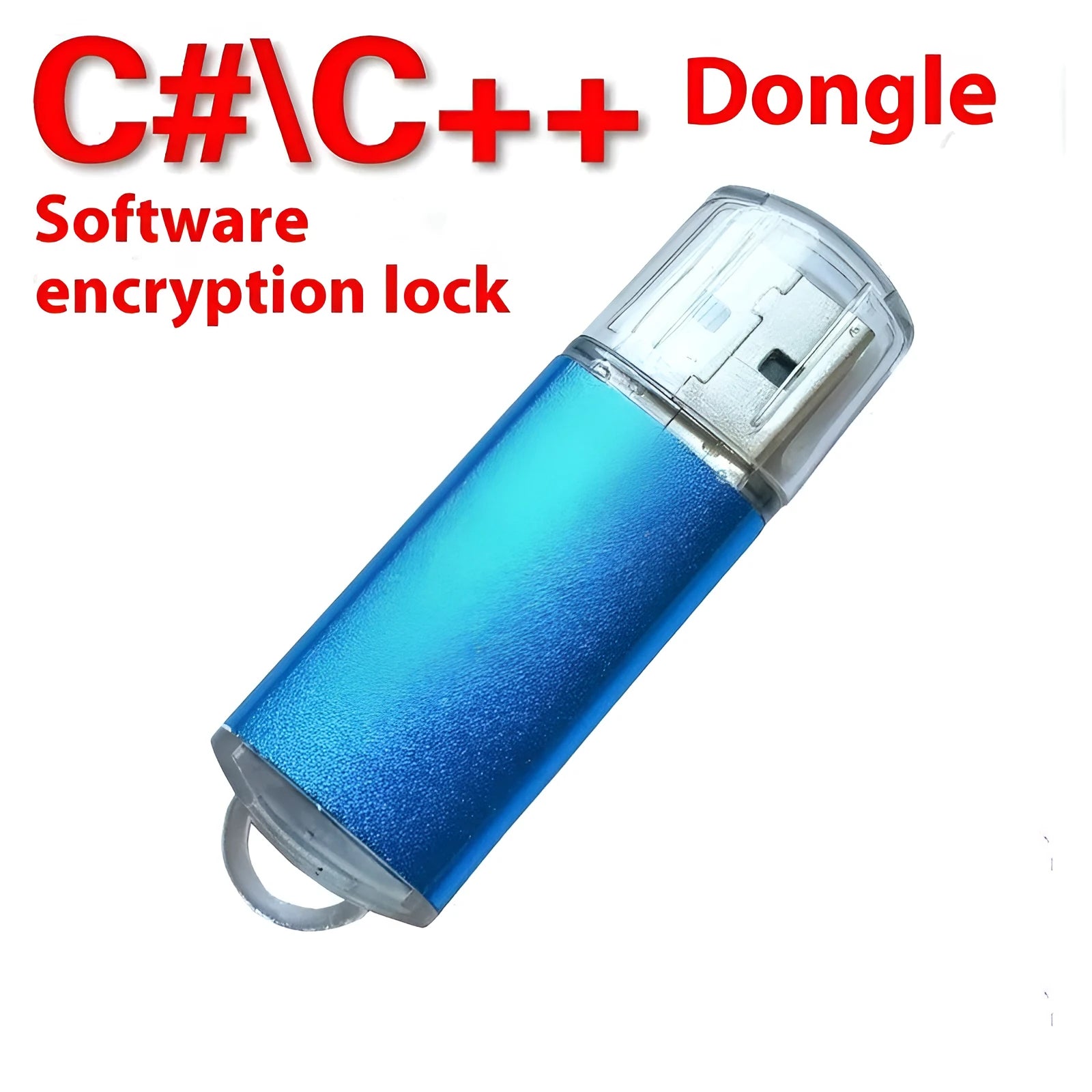 Software encryption USB dongle with metal shell showing multiple colour options including black blue gold green purple red and rose red