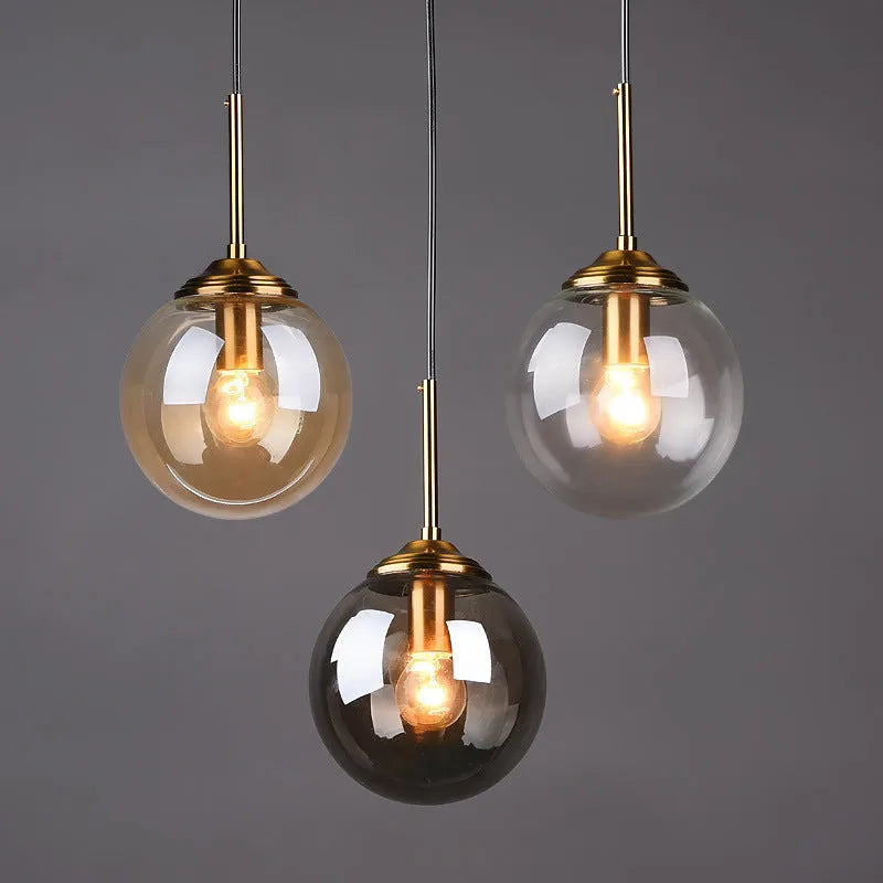 Modern round glass ball chandelier with Nordic design for living room or dining room