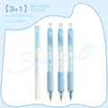 Four 0.5mm double-tipped calligraphy pens with fluorescent tips for student handwriting practice