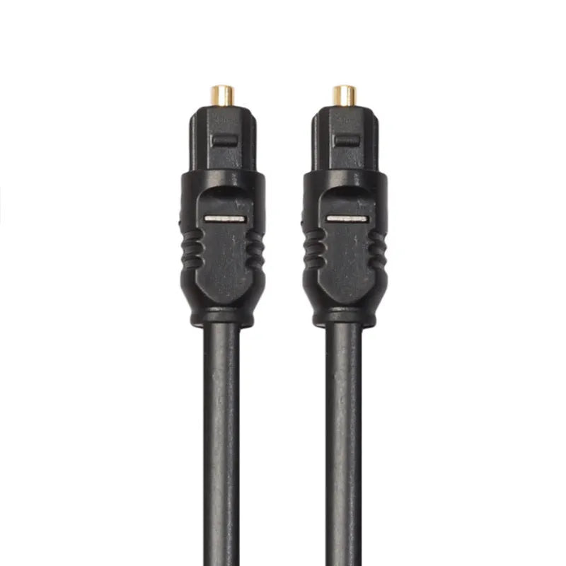 Black 2 metre Toslink optical audio cable with 4mm square connectors