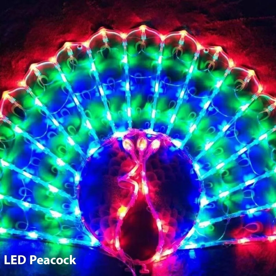 Christmas outdoor string lights with peacock, love, sunflower and star shapes