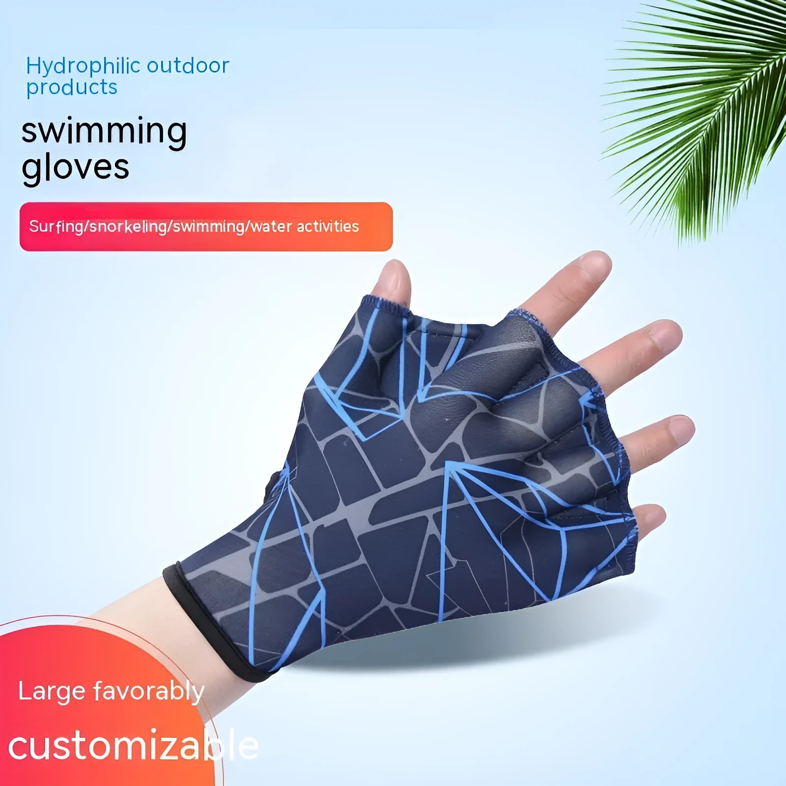 Duck feet webbed swimming gloves in multiple colour prints, sizes S, M, L.
