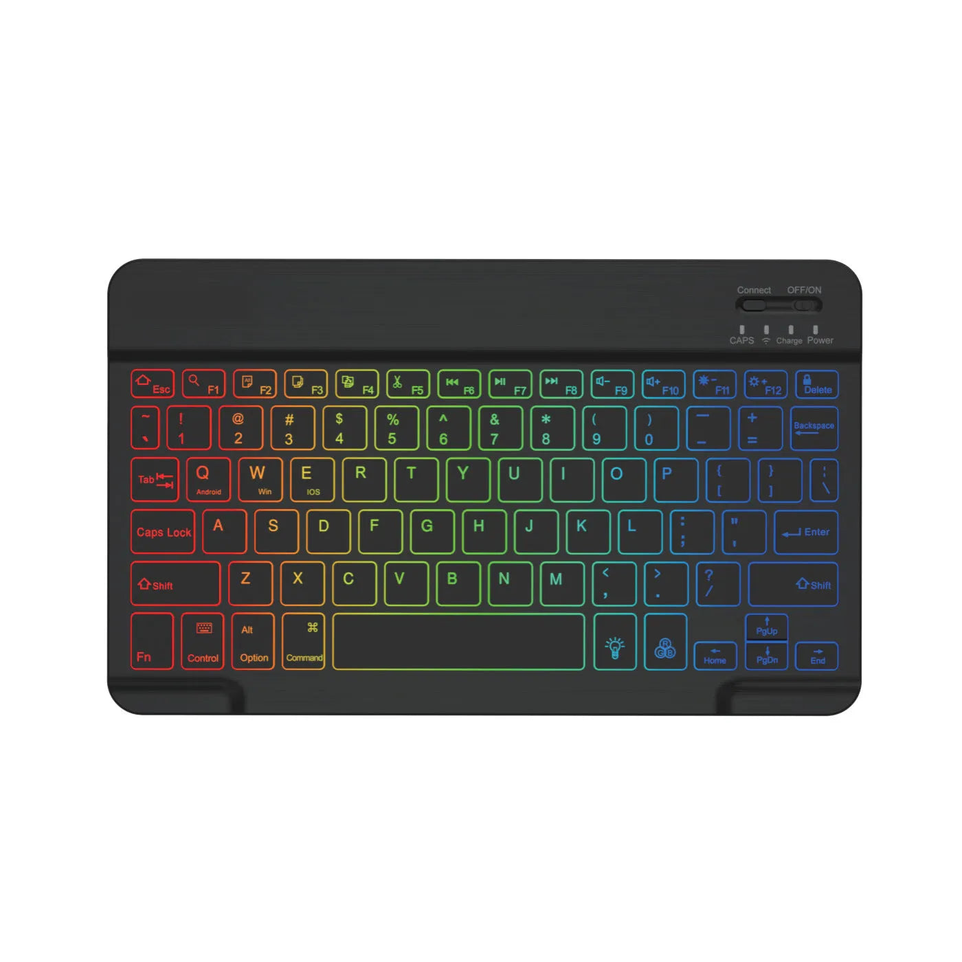 10-inch wireless Bluetooth keyboard with multi-colour LED backlighting for tablets and mobile phones