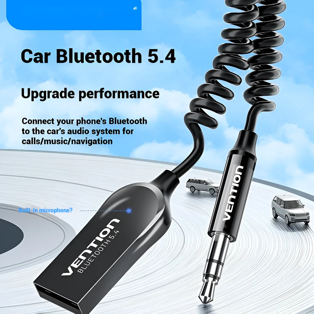 USB car Bluetooth sound receiver with zinc alloy USB connector and 3.5mm audio jack for vehicle installation