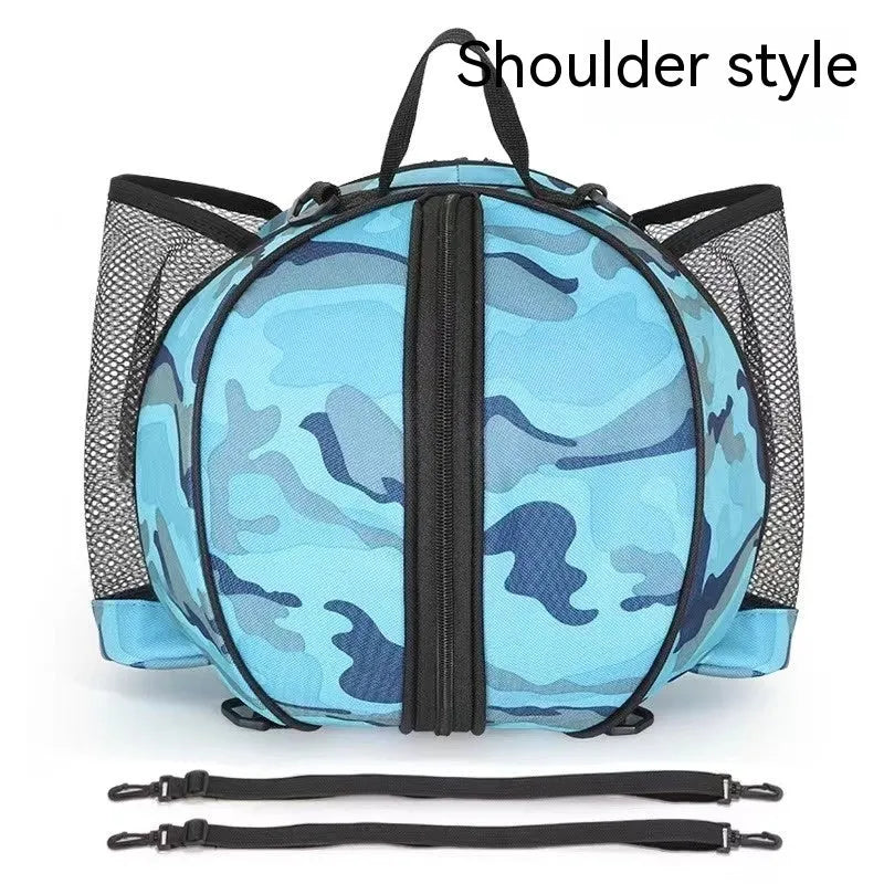 Oxford cloth basketball training bag in black, shown in one-shoulder and two-shoulder backpack styles
