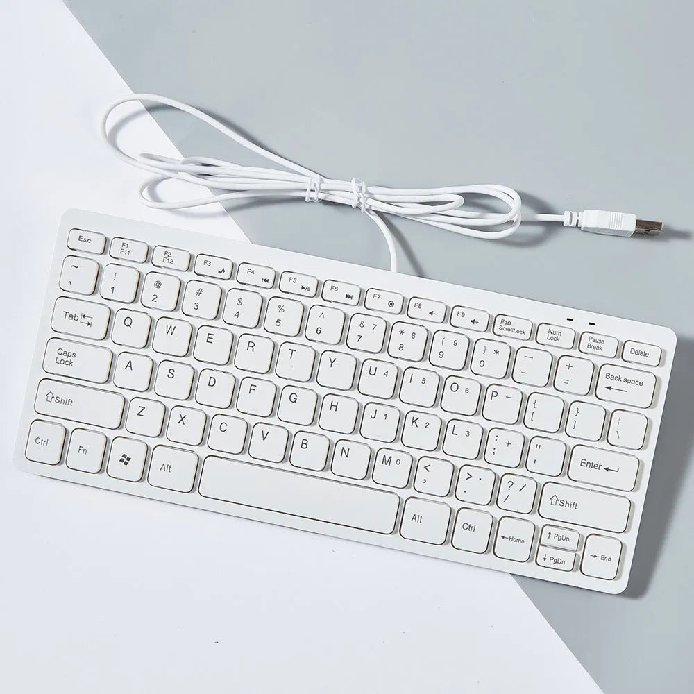 USB wired mini computer keyboard with noiseless keys in four colour options
