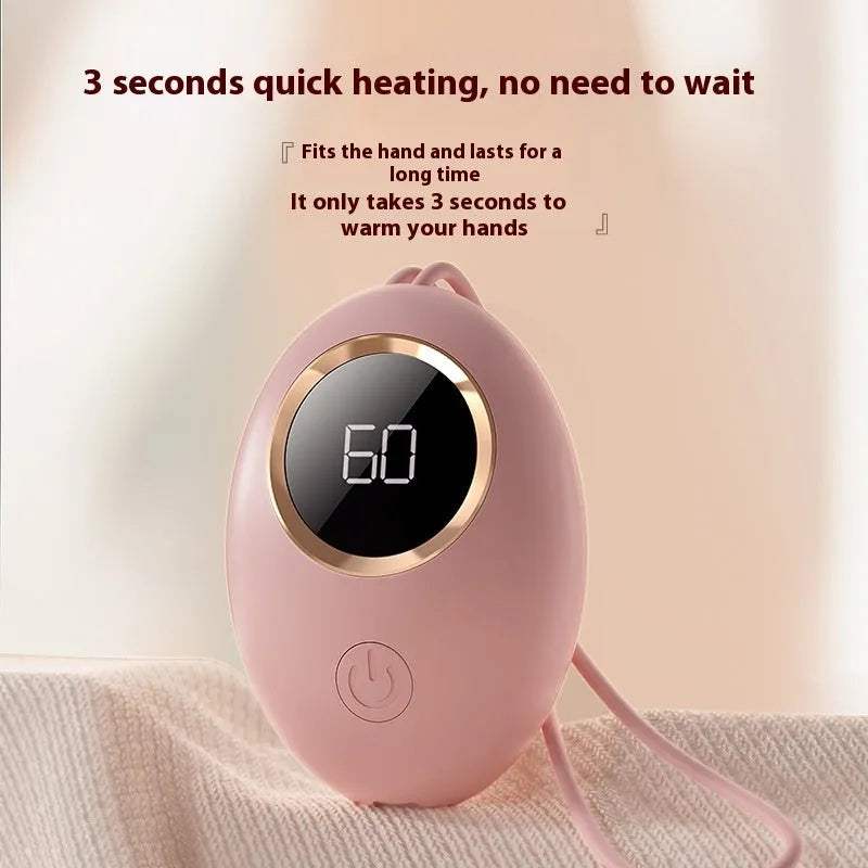 USB-powered hand warmer power bank with digital display in various colour options