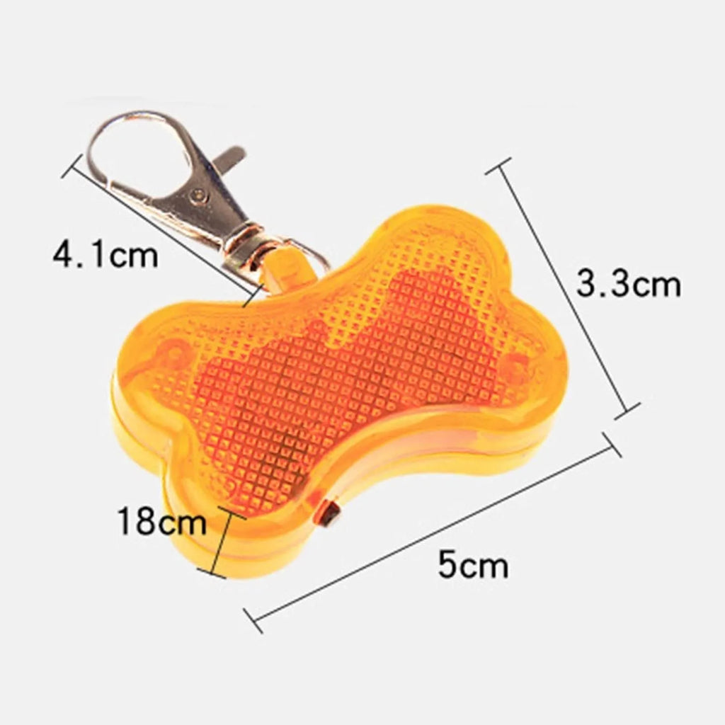 Blue LED bone-shaped luminous pendant for pet collars showing three light modes