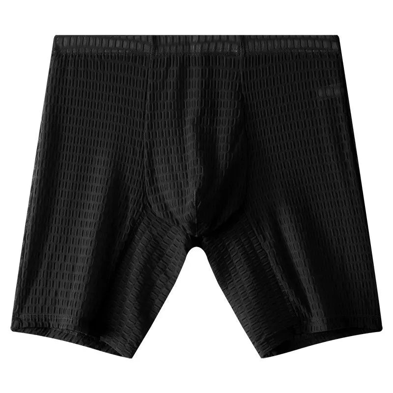 Men's transparent lace boxer shorts in lengthened style with mid waist